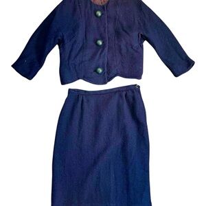 Vintage 60s Tweed Blazer Skirt Suit Size Small